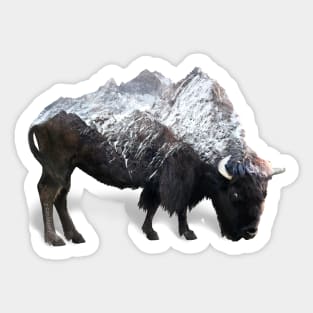 Dramabite Bison Buffalo Double Exposure Surreal Wildlife Native Animal Sticker